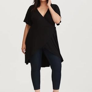 TORRID black crochet trim wrap tunic